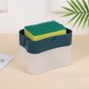 JOYBLISS Press Soap Dispenser Box Scrubbing Liquid Container Kitchen Bathroom Automatic Detergent Foam Delivery Box with Sponge Holder