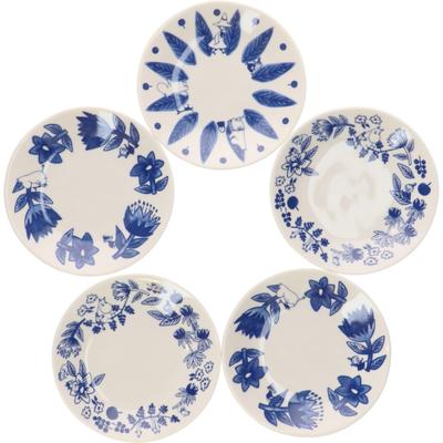 Yamaka Shoten yamaka Тарелки "Blue Flora", 13,5 см, Набор из 5 штук, Скандинавский стиль, Подарок на День матери, Сделано в Японии, MM7000-57