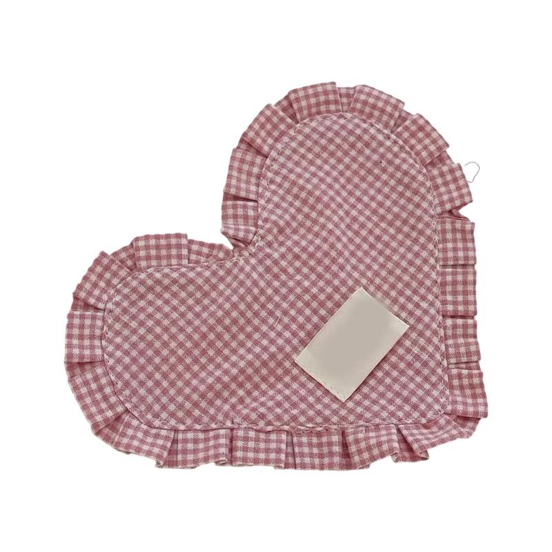 Meal Mat Heart Shape Checked Cotton Placemat Heat Insulation Pad For Family Living Room Meals Mat