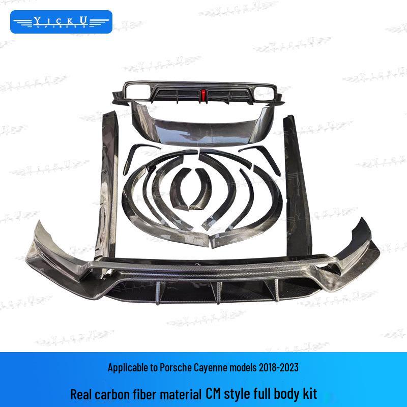 Porsche Cayenne 18-23 CM Model Upgrade Kit: Front/Rear Lip, Side Skirts, Spoiler, Fender Flares