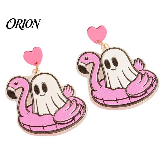 Unique Gifts for Women 1 Pair Summer Halloween Ghost Earrings Women, Cute Costume Accessories Pool Float Dangle Drop Earrings, 2D Acrylic Holiday