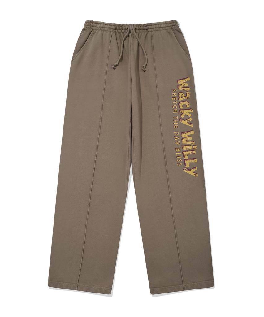 WACKY WILLY Pigment Typography Sweatpants Khaki