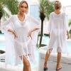 Cross-border Lace Mesh Mid-Length Beach Swimsuit Cover-Up for Seaside Vacations
