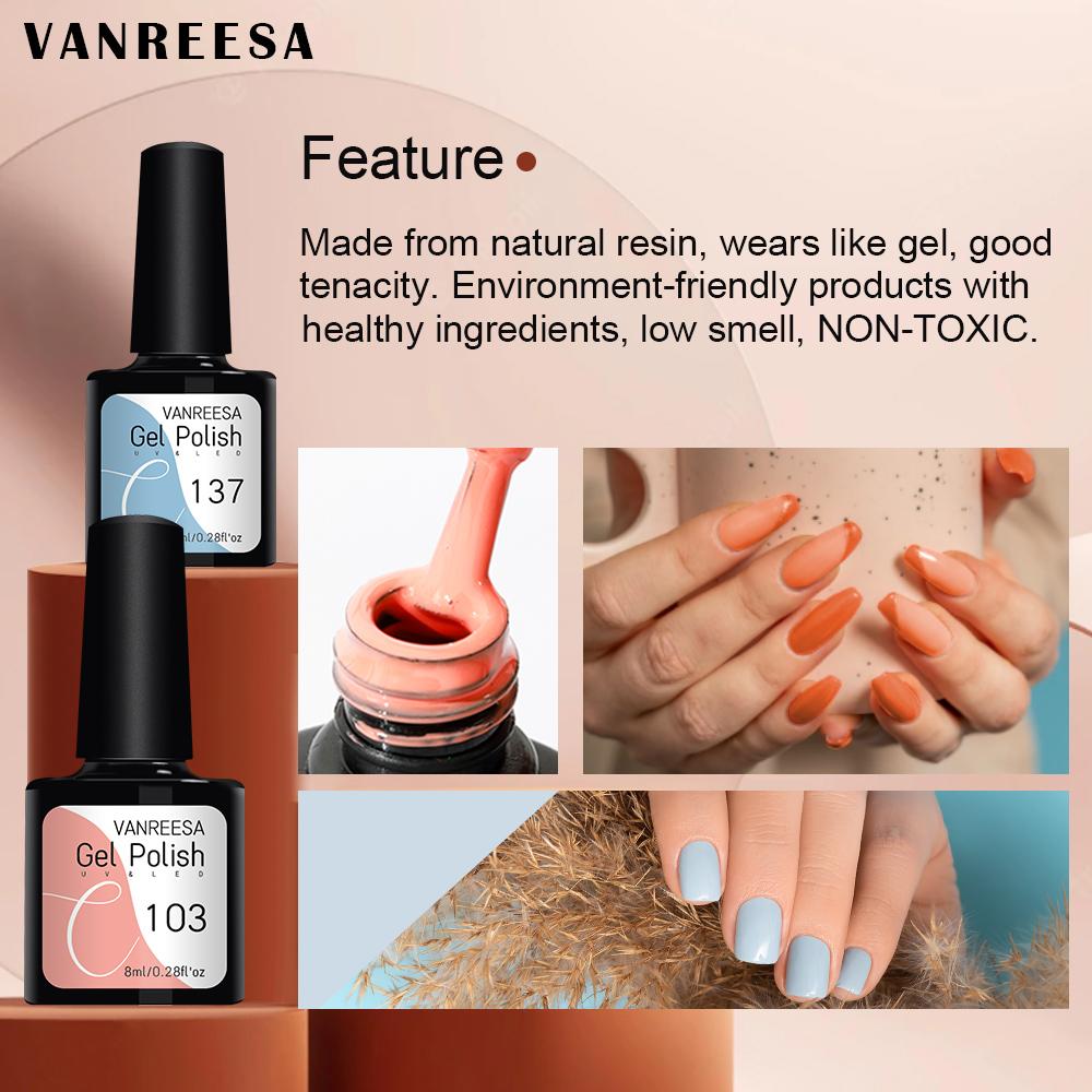 VANREESA Набор гель-лаков для ногтей с лампой для сушки ногтей мощностью 36 Вт, 6 шт., замачиваемый УФ-светодиодный полупостоянный набор гелей для ногтей, набор инструментов для дизайна ногтей