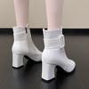 Новые осенне-зимние женские ботинки «Челси» на ботильоне на высоком каблуке, модные вечерние пикантные туфли-лодочки на массивном каблуке, повседневная женская обувь, Botas на молнии