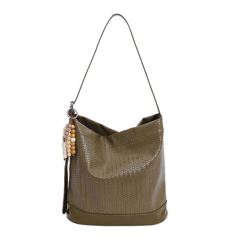 Плетеная сумка женская трендовая сумка-ведро 2025 новая нишевая модная сумка подмышку ретро текстура на плечо сумка-мессенджер