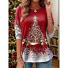 Christmas Women's T Shirt Graphic Christmas Tree Snowflake Vintage Fashion Stylish Long Sleeve
