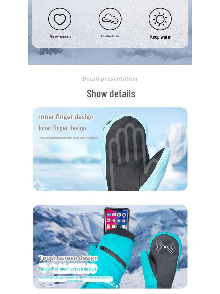 Unisex Winter Ski Gloves: Thick Velvet, Waterproof, Windproof, Touchscreen, Non-Slip for Outdoor Cycling