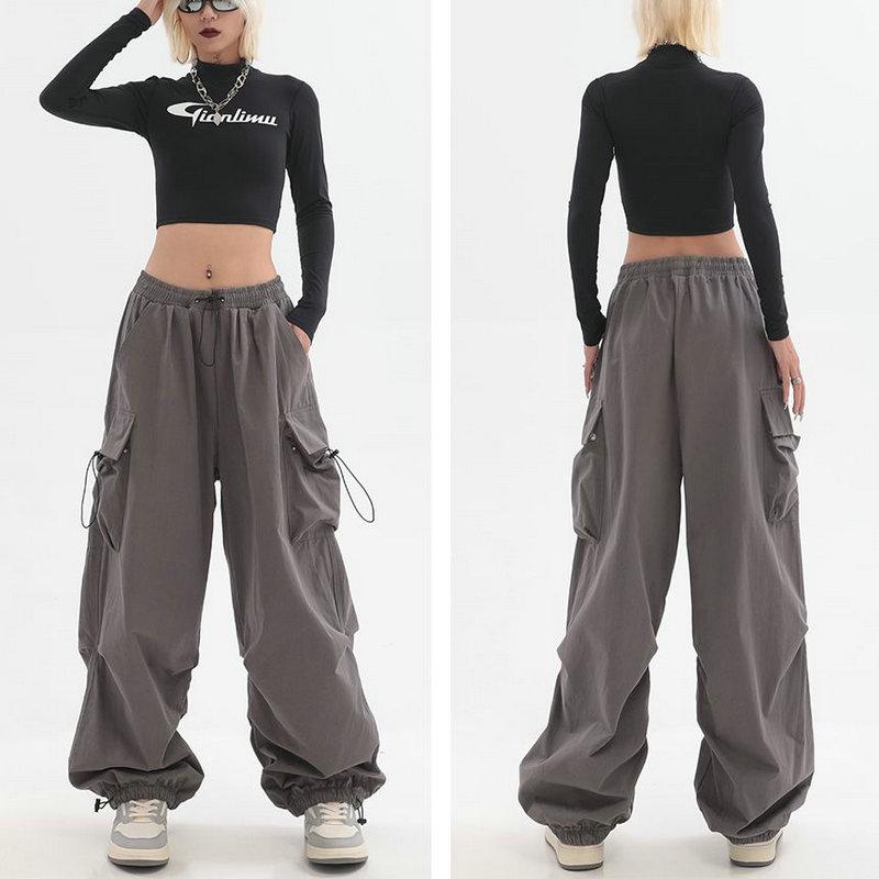 Весенние повседневные женские брюки-карго с эластичной резинкой на талии, модная уличная одежда, шаровары для бега, свободные брюки до щиколотки, свободные брюки для девочек