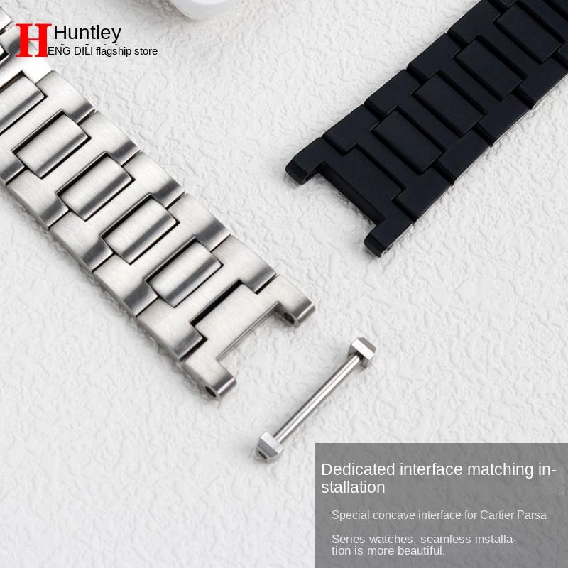 Для часов серии Cartier PASHA мужской ремешок 22 мм вырез 14 нержавеющая сталь Серебристый металл Браслет Складная застежка Бесплатный винт