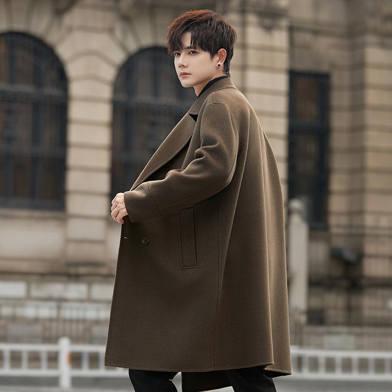 Осенне-зимнее шерстяное пальто мужское, средней и длинной длины выше колена, шерстяной тренчкот корейской версии