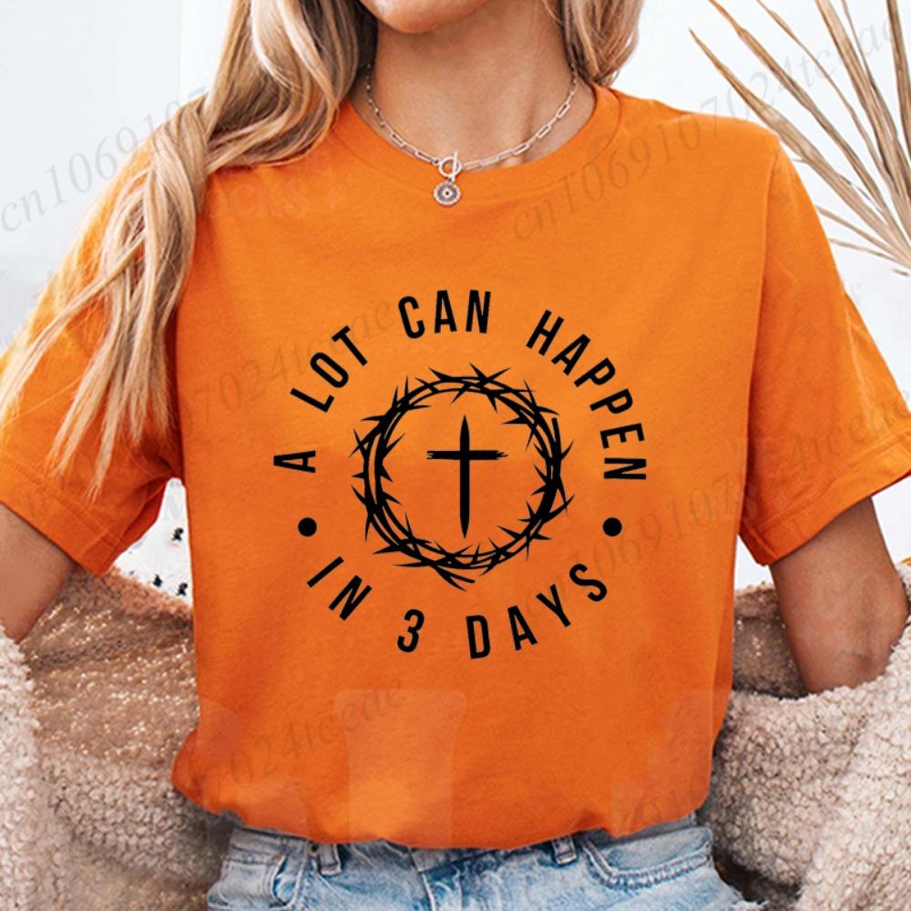 A Lot Can Happen in 3 Days T Shirt, Jesus Cross Graphic Printed Tee Shirts, Casual Short Sleeve, Vintage Streetwear Fashion Top,