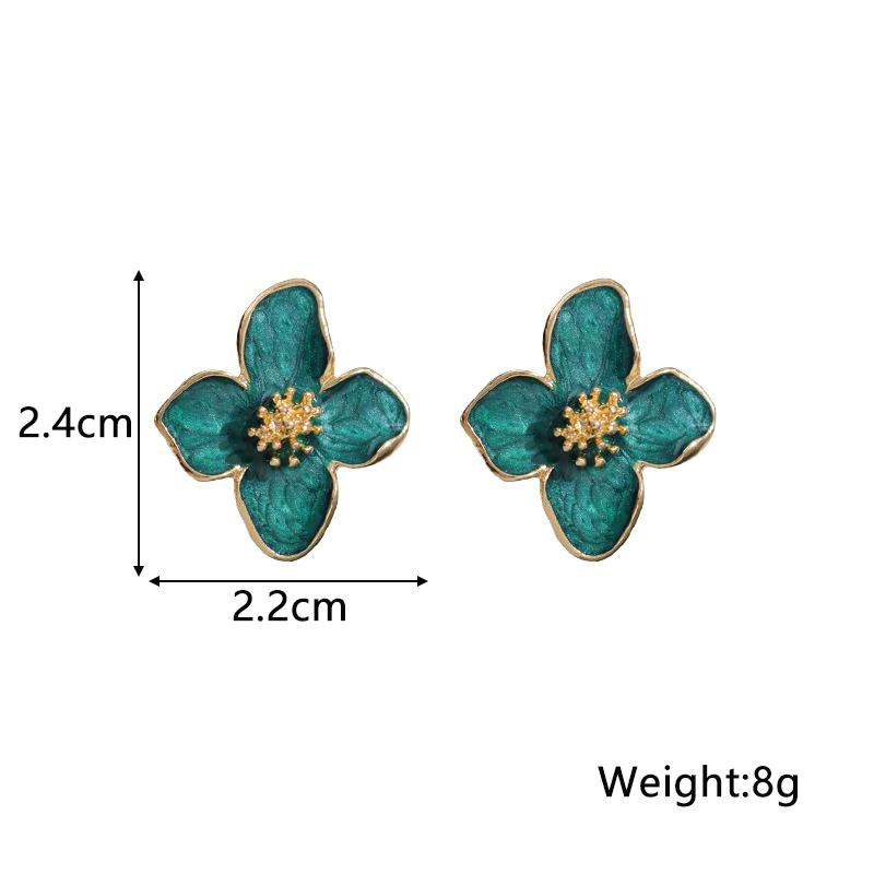 New In Enamel Flower Stud Earrings for Women Irregular Glaze Korean Fashion Floral Small Earrings Trendy New Jewelry