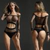 Novelty Special Use Sexy Lingerie Sets Hot Top + Short Set Women Exotic Apparel Lingerie Black Fishnet Elastic Sexy Underwear