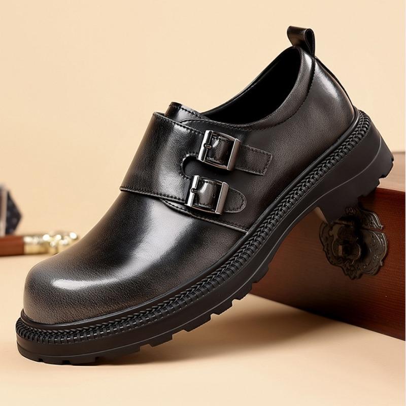 Модная британская обувь из коровьей кожи на платформе с металлической пряжкой, кожаная обувь для мужчин, дизайнерская обувь для свадьбы с мягкой подошвой, модная деловая обувь для мужчин