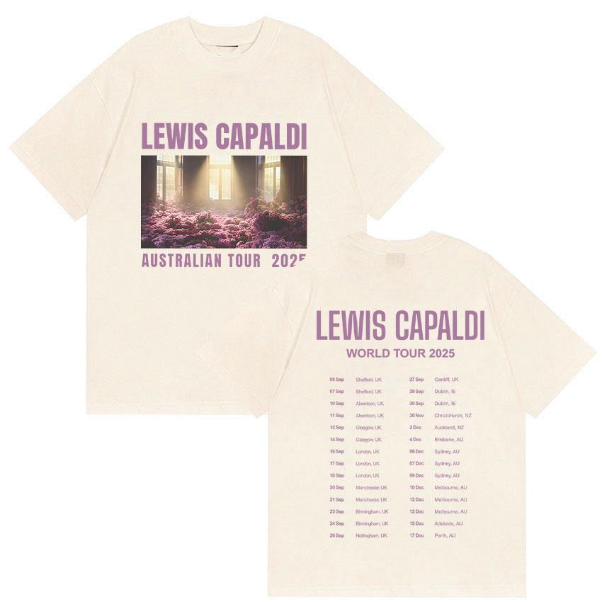 Lewis Capaldis World Tour 2025 Summer Graphic 100 Pure Cotton Printed Tshirt Men Women Casual Oversized Fashion Clothing Y2k