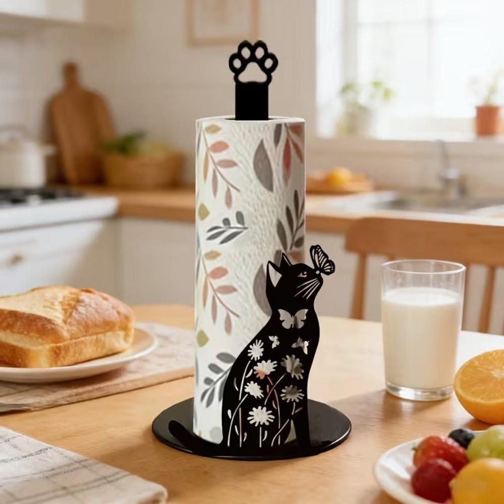 Sturdy Vertical Napkin Holder Wooden Base Roll Paper Towel Holder Kitchen