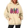 Women's Sweatshirts O-neck Long Sleeve Christmas Printed Top Solid Color Hoodie