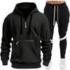Mens Hooded Tracksuit Half-Zip Sweatshirt Slim Fit Jogger Pants Casual Sportswear Set