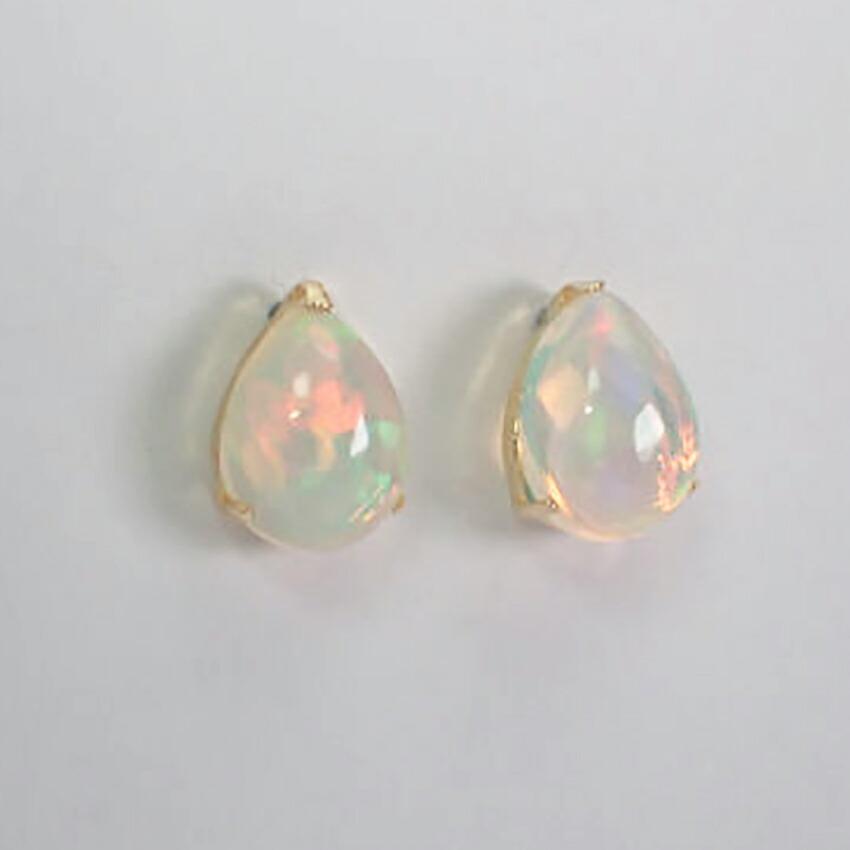 [New] K18 Pear Shape Opal Earrings [i11-7]