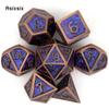 7 Pcs Purple Copper Standard Metal Dice Solid Metal Polyhedral Dice Set Suitable for Role-Playing RPG Board Game Card Game