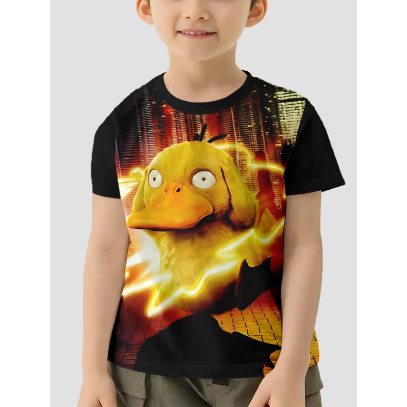 3D Print Cartoon P-psyducks Pokemons Baby Clothing 5 To 14 Years Male Outdoor Clothes for Children Boy Girl Child T-Shirt Top