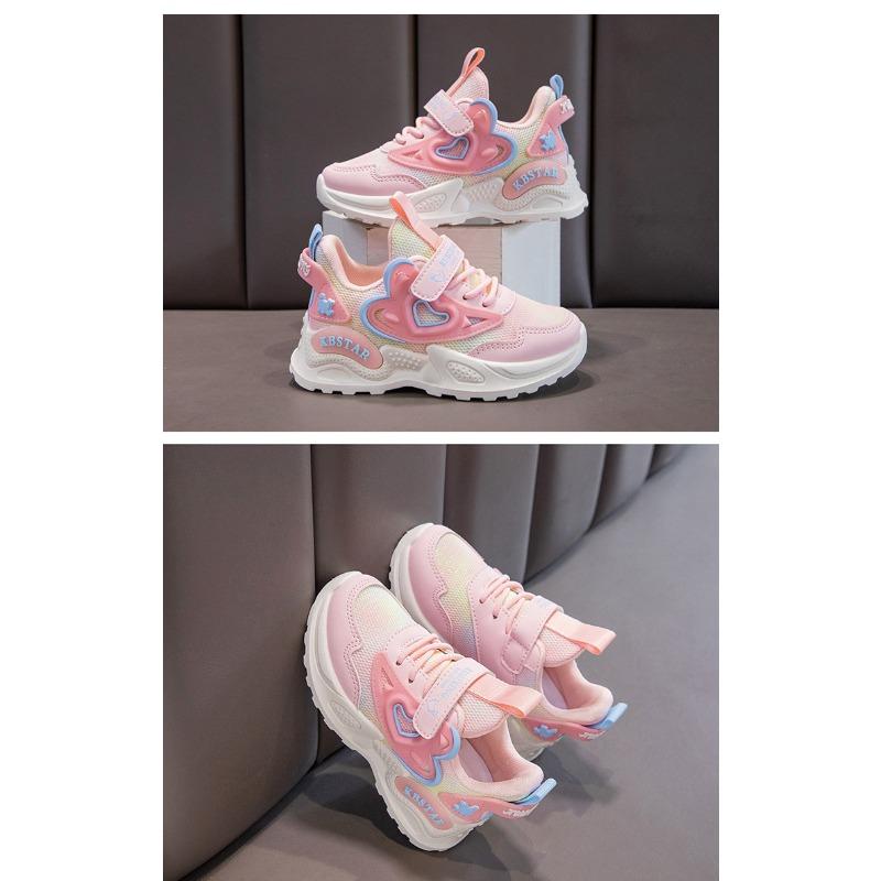 Спортивная обувь для девочек с двойной сеткой, весна и осень, новая удобная повседневная обувь для начальной школы, детская обувь, кроссовки с мягкой подошвой для детей