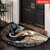 Elephant-Themed Semi-Circle Welcome Mat - Non-Slip Polyester Door Mat with Artistic Elephant Design - Decorative Home Accessory