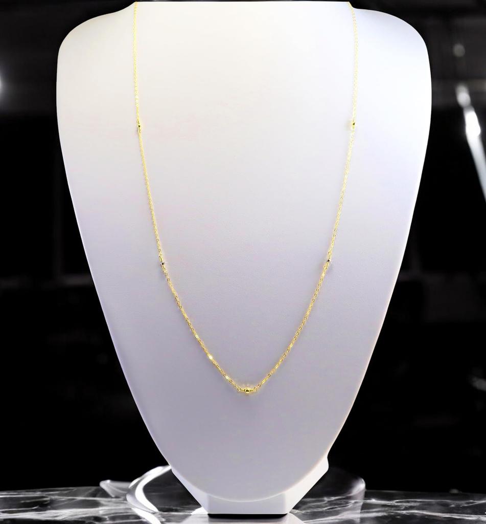 Royal Jewelry Платина 850 Золото 18 карат Зеркальное Кольцо 14кгф Цепь Длинное Ожерелье 85см [ROYAL JEWELRY] (ПТ850)