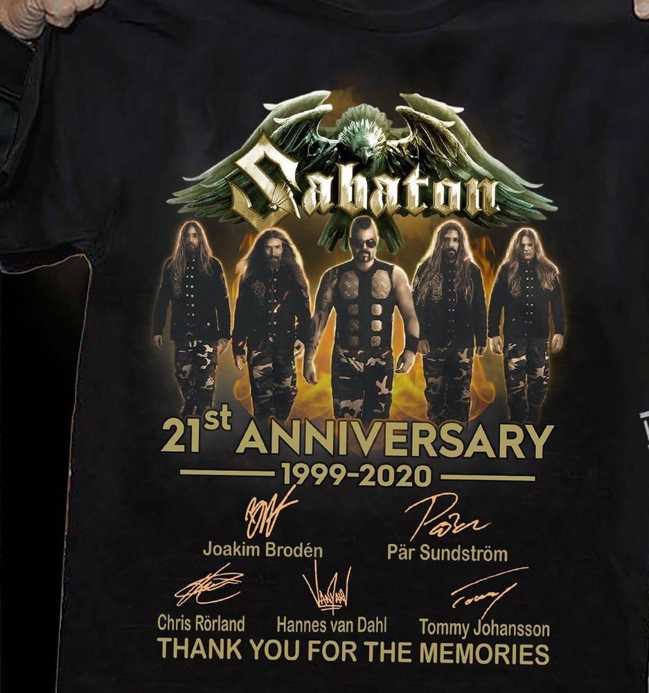 Sabaton 21-й Юбилей 1999-2020 Футболка с Автографом Черная футболка Унисекс Футболка