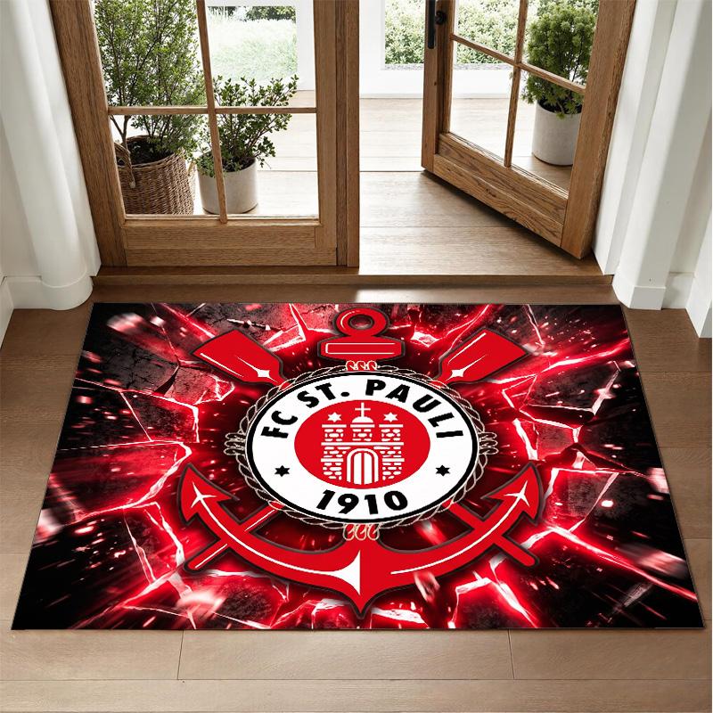 FC St. Pauli Football Design Crystal Velvet Rug Soft Decorative Mat for Bedroom Entrance