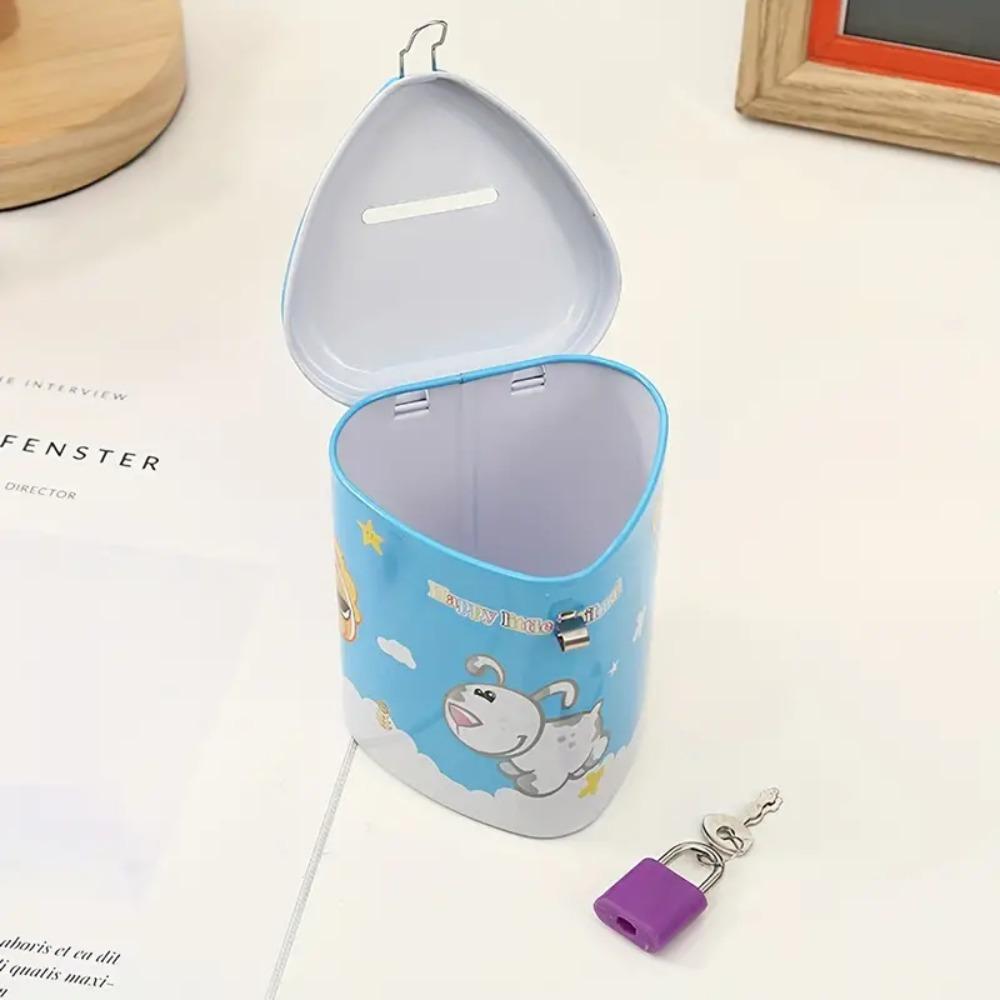 Металлическая копилка в форме сердца с замком, детская копилка из мультфильма, украшение для спальни