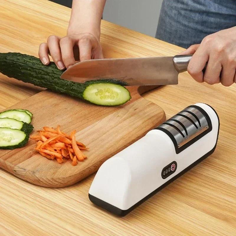 Многофункциональная Нескользящая Кухонная Электрическая Заточка для Ножей Автоматическая Профессиональная Заточка для Маленьких Ножей Быстрые Инструменты для Заточки