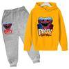 Autumn Winter Poppy Playtime Huggy Wuggy Character Printed Hoodies Sweatpants Sets Casual Warm Sports Long Sleeved Pants Children's Boy Clothing Sets