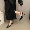 Pointed High Heels Women's 2025 New Niche Single Shoes Black Temperament Sandals Spring and Summer Sandals Women's Shoes