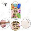 Handmade Wooden Door Sign Summer Beach Hanging Sign, Double?Sided Flip?Flop Wall Rustic Porch Plaque with Rope, Coastal Holiday Home Decor