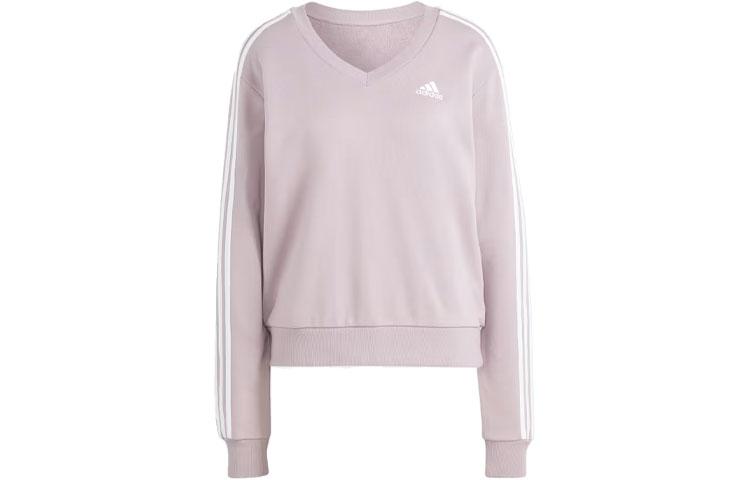adidas Essentials Women's 3-Stripes V-Neck Sweatshirt Purple IR5302