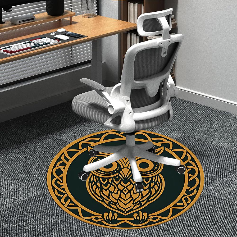 1pc Owl Office Round Area Rug, Mat Suitable For Office, Under Office Chairs Bedroom Living Room Home Decor, Room Deco