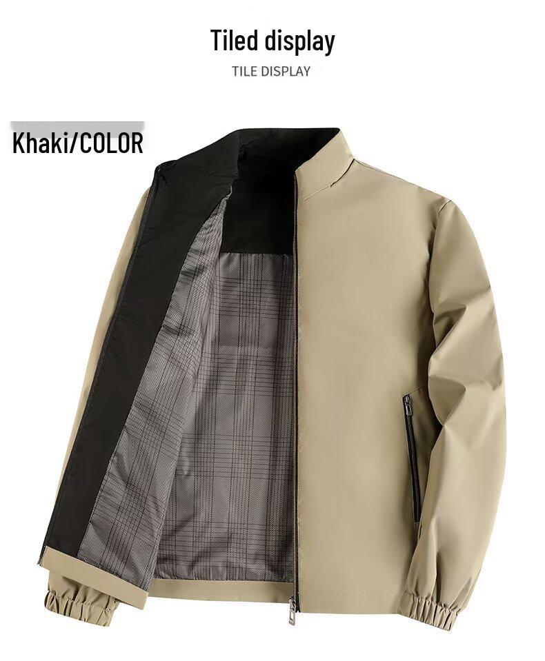 Мужская осенняя куртка в стиле business casual с воротником-стойкой - Универсальная легкая куртка для среднего и пожилого возраста.