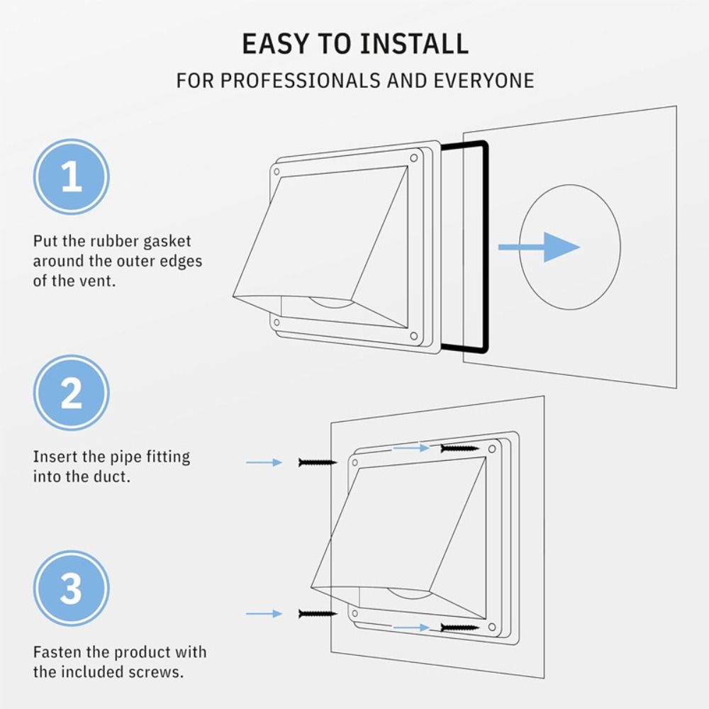 Durable 4" 5" 6" Air Vent Black/Silver Stainless Steel Extract Valve Square Ventilator Ventilation System