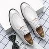 Fashion Men White British Style Oxford Lace-up Dress Shoes Male Gentleman Split Leather Wedding Shoes Male Fashion Footwear Flats Mens