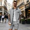 Men S Waffle Plaid Short Sleeve Shirt And Shorts Two Piece Set