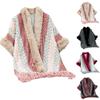 Women's Fashion Striped Fringe Knitted Shawl Cape Cape All Over The Cape With Scarf Sweater