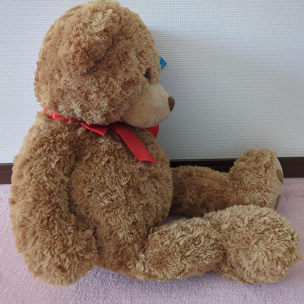 [USED] Teddy bear with tag, large brown stuffed bear, large bear