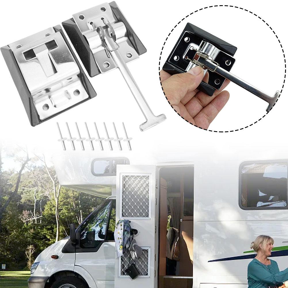 Stainless Steel Hooks Entry Door Catch Latch Accessories T-style Holder Trailer Camping Car RV Door Holder T-Style Latch Camper