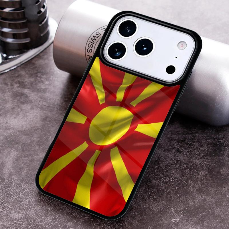 Чехол для телефона с флагом Македонии для iPhone 17 16 15 Pro Max Air 14 13 12 11 Plus Ударопрочный Чехол Capa