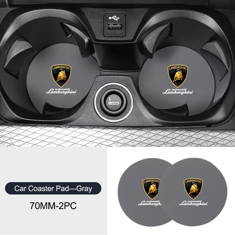 2Pcs Car LOGO Coaster Interior Water Cup Anti-slip Pad Accessories For Lamborghini Urus HuracanAventadorPremium Auto Accessories TT1
