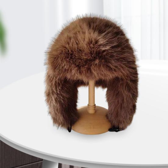 Плюшевая шапка Lei Feng, однотонная женская зимняя шапка, термошапка из искусственного меха лисы с длинной защитой ушей