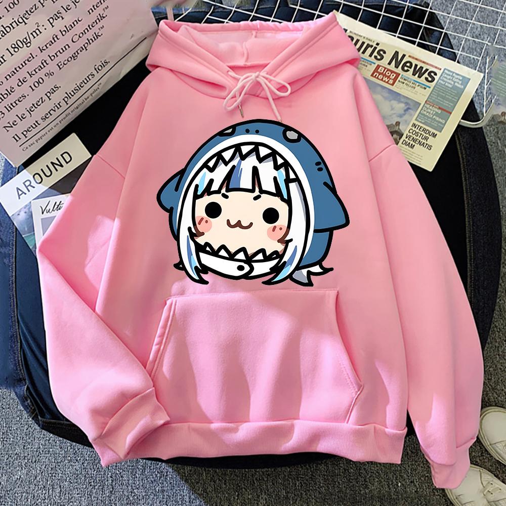 Толстовки Hololive на английском языке VTuber Gawr Gura Merch Causal Japanese Streetwear для мужчин с длинным рукавом, толстовка с капюшоном, повседневная толстовка Y2K