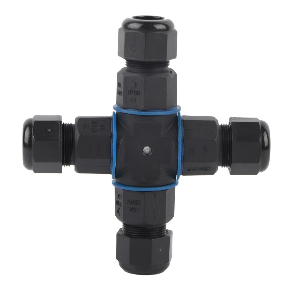 4‑Way Electrical Cable Connector IP68 13A/250V Waterproof Connector Brass Nickels Plated Black Electric Terminal
